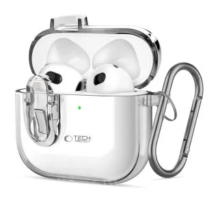 Θήκη AirPods 5 4 Tech-Protect Slim Hook Clear διάφανη με carabiner
