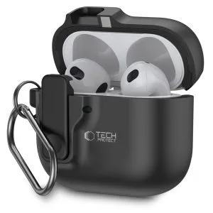 Θήκη AirPods 4 Tech-Protect Slim Hook μαύρη με καραμπίνερ
