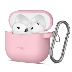 Θήκη Apple AirPods 4 Tech-Protect Silicone Hook Dusty Pink με καραμπίνερ