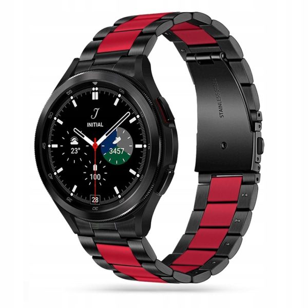 Tech-Protect Stainless Band Black/Red-Samsung Galaxy Watch 4/5/5 Pro/6/7/FE - Image 2