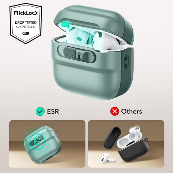 Θήκη ESR Pulse FlickLock (HaloLock) Green-Apple AirPods 4 - Image 4