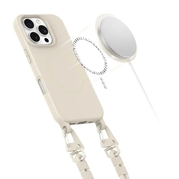 Θήκη iPhone 16 Pro Max Tech-Protect Magnecklace MagSafe Latte με Λουράκι - Image 4