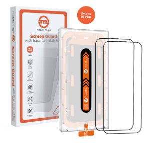 Mobile Origin Orange Screen Guard iPhone 15 Plus with easy applicator