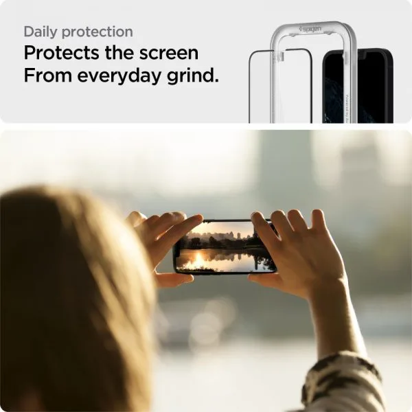Τζάμι Προστασίας iPhone 13 / 13 Pro / 14 / 16e / 17e Spigen AlignMaster Glass FC 2-Pack Black (AGL03387) - Image 18