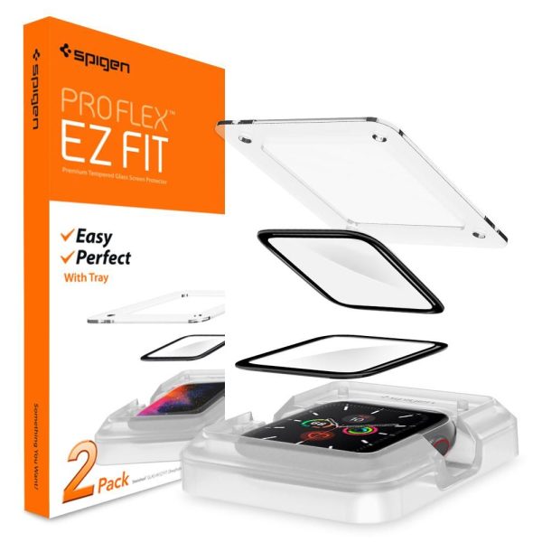 Spigen Screen Protector ProFlex EZ Fit 2PCS Black-Apple Watch Series 44mm (AFL01220) - Image 2