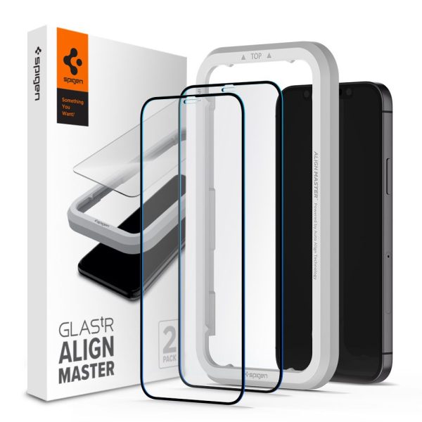 Spigen Full Cover Align Master GLAS.TR 2PCS Black for Apple iPhone 12 / 12 Pro (AGL01802) - Image 2