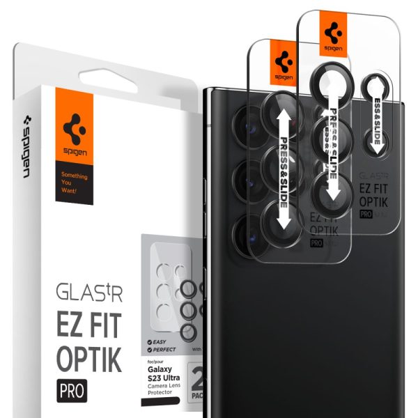 Spigen Lens Protector EZ Fit GLAS.tR Optik Pro 2PCS Black-Samsung Galaxy S23 Ultra (AGL05950) - Image 9