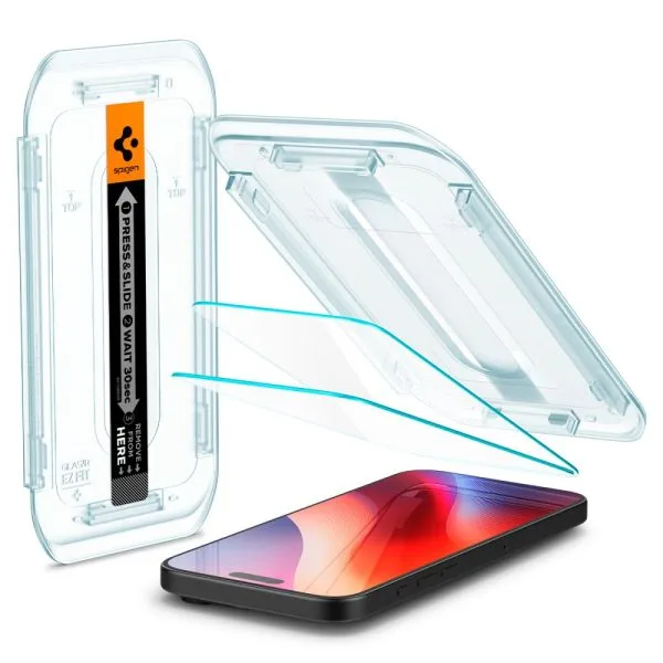 Τζάμι Προστασίας iPhone 18 Pro / 17 Pro / 17 / 16 Pro Spigen Glas.tR EZ Fit AluminaCore 2-Pack Clear (AGL07928) - Image 9