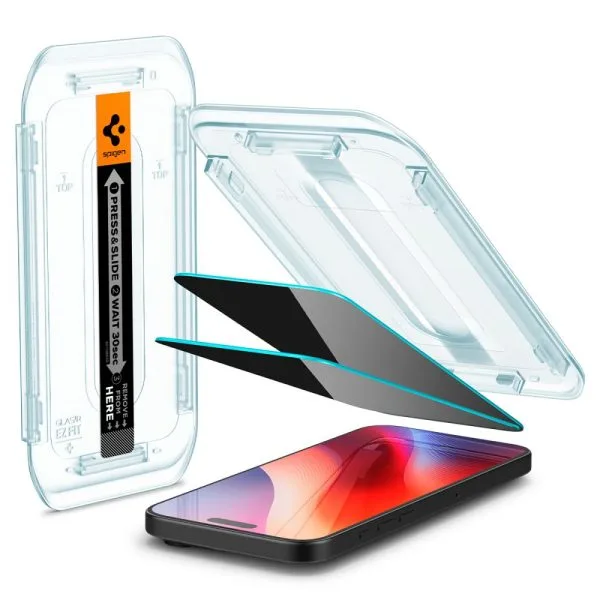 Τζάμι Privacy iPhone 16 Pro / 17 / 17 Pro Spigen Glas.tR EZ Fit AC AluminaCore 2-Pack (AGL07929) - Image 9