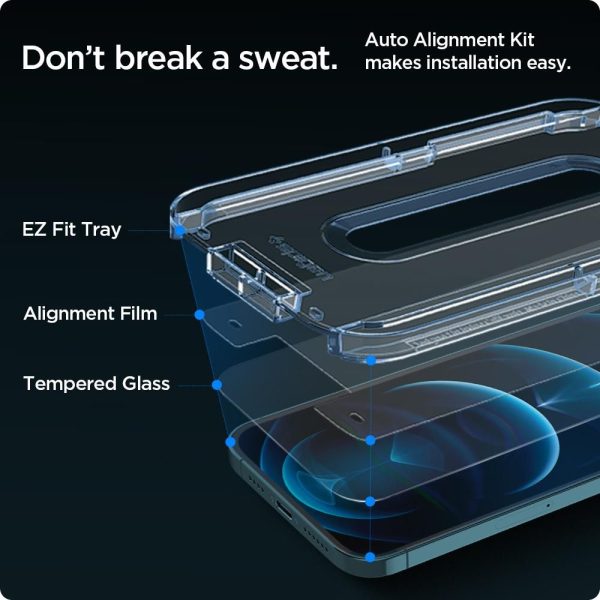 Spigen Screen Protector EZ Fit GLAS.tR Slim 2PCS Clear for Apple iPhone 12 Pro Max (AGL01791) - Image 4