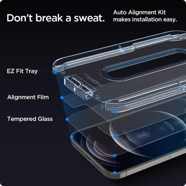 Spigen Screen Protector EZ Fit GLAS.tR Slim 2PCS Clear for Apple iPhone 12 / 12 Pro (AGL01801) - Image 4