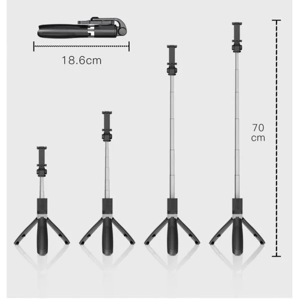 Selfie Stick Τρίποδο Bluetooth Tech-Protect L01S Μαύρο - Image 22