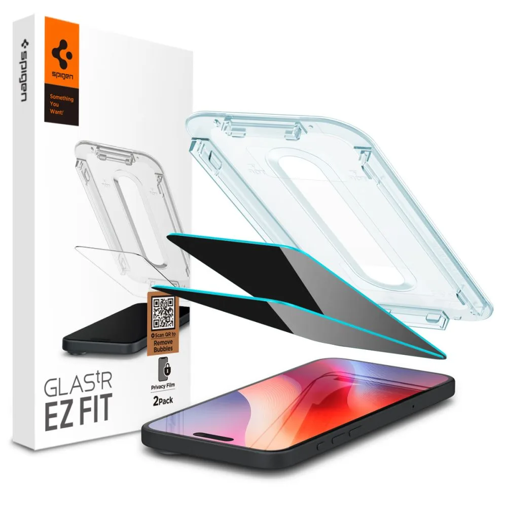 Τζάμια Privacy iPhone 16 Pro 17 17 Pro Spigen Glas.tR EZ Fit AC AluminaCore 2-Pack AGL07929