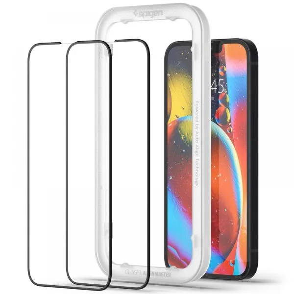 Τζάμι Προστασίας iPhone 13 / 13 Pro / 14 / 16e / 17e Spigen AlignMaster Glass FC 2-Pack Black (AGL03387) - Image 21