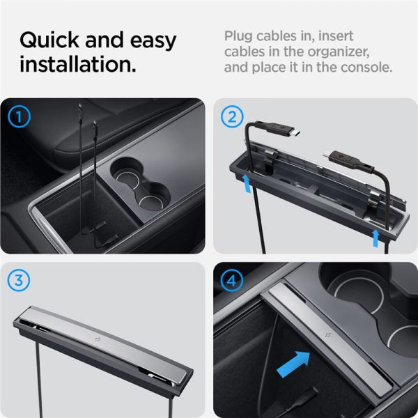 Spigen Tesla Cable Organizer Station Black-Tesla Model Y/3 (ACP07085) - Image 3