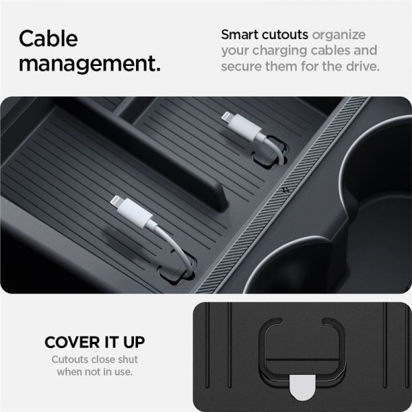 Spigen Tesla Console Organizer (Bottom) Black-Tesla Model 3 2024 (ACP07407) - Image 15