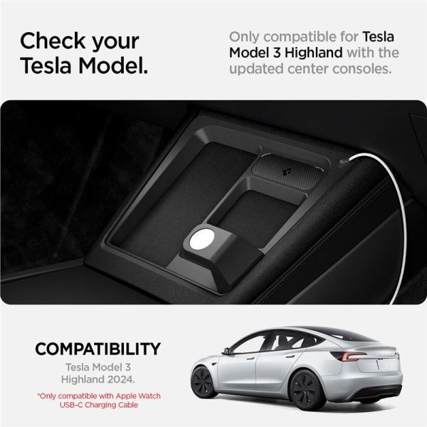 Spigen Tesla 3 in 1 Wireless Charging Hub Mount Black-Tesla Model 3 2024 (ACP07501) - Image 10