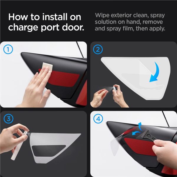 Spigen Tesla Protective Film and Wrap Set for Charge Port (EU) Carbon-Tesla Model Y/3 (ACP07595) - Image 9