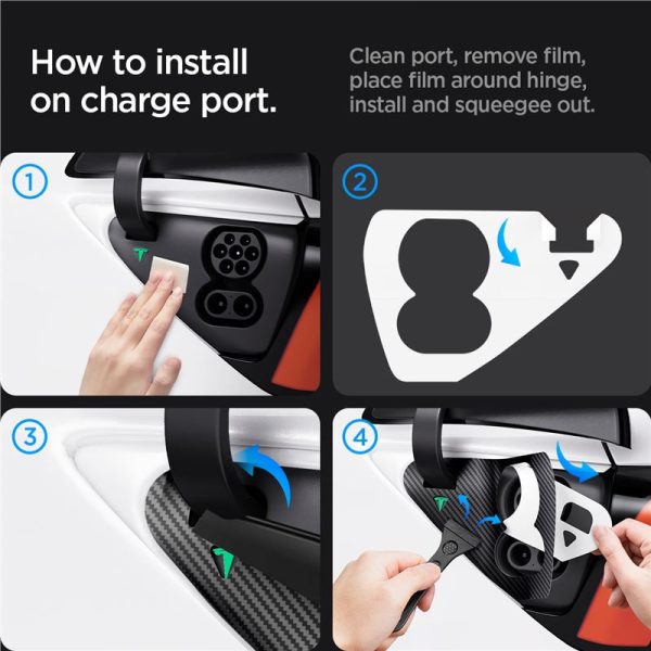 Spigen Tesla Protective Film and Wrap Set for Charge Port (EU) Carbon-Tesla Model Y/3 (ACP07595) - Image 10