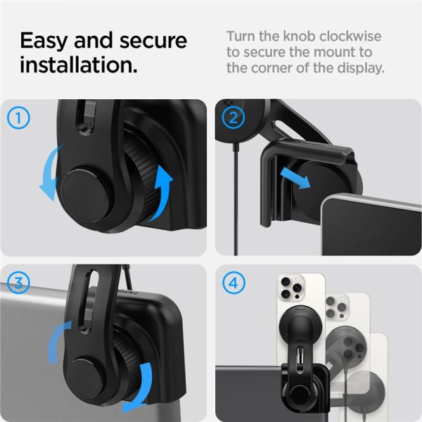 Spigen Tesla TapLock MagSafe Car Mount Charger Black-Wireless / Screen (ACP07870) - Image 4