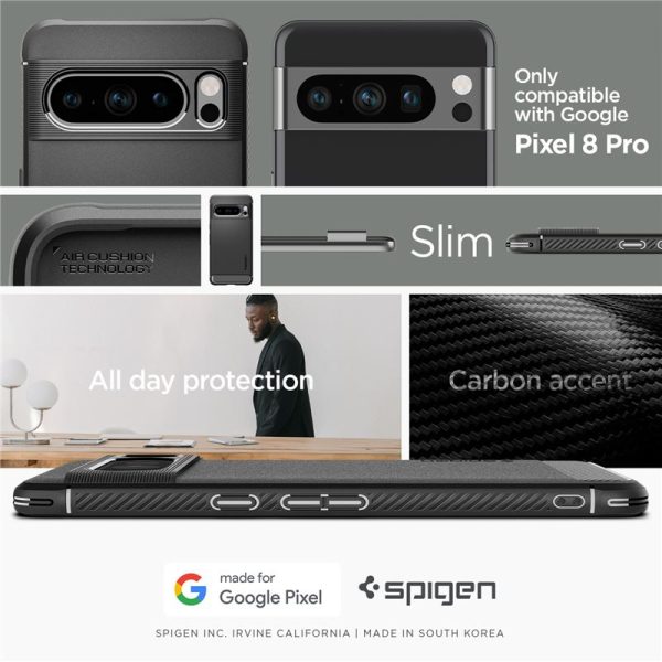 Spigen Rugged Armor Matte Black-Google Pixel 8 Pro (ACS06314) - Image 7