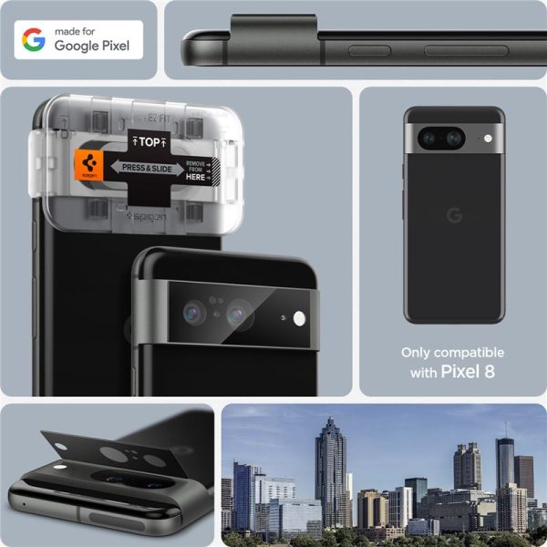 Spigen Glass tR EZ Fit Optik Black 2 Pack-Google Pixel 8 (AGL06352) - Image 2