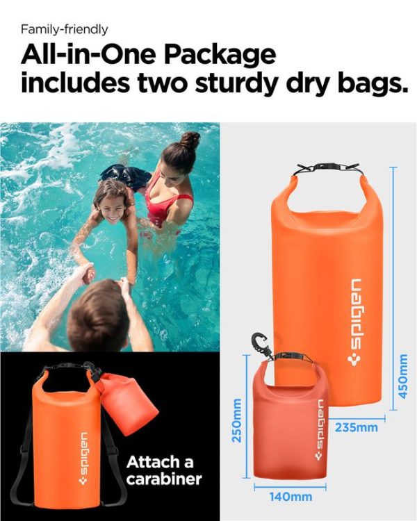 Spigen Aqua Shield WaterProof Dry Bag 20L + 2L A630 sunset orange (AMP06025) - Image 3