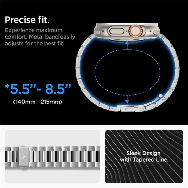 Spigen Modern Fit 316L Band Silver-Apple Watch 49mm/46mm/45mm/44mm (AMP06356) - Image 6