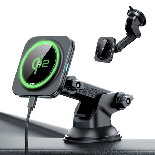 ESR HALOLOCK MAGNETIC MAGSAFE DASHBOARD CAR MOUNT WIRELESS CHARGER QI2 15W BLACK - Image 3