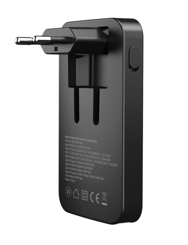 Mobile Origin 65W GaN III Slim Charger dual USB-C Single USB-A Black (GAN-65W-SLM-BLK) - Image 3