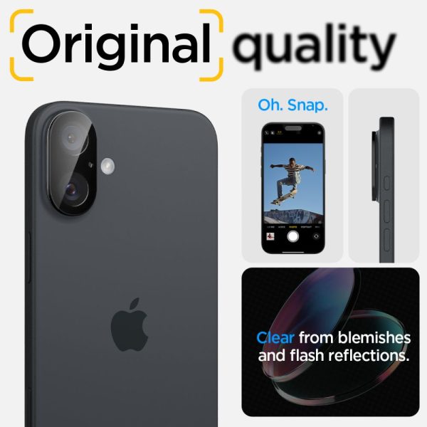 SPIGEN OPTIK GLAS.TR CAMERA PROTECTOR 2-PACK IPHONE 16 / 16 PLUS BLACK (AGL07922) - Image 12