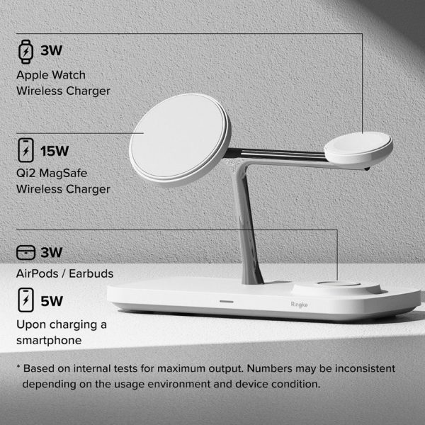 RINGKE 3IN1 QI2 MAGNETIC MAGSAFE WIRELESS CHARGER WHITE - Image 11