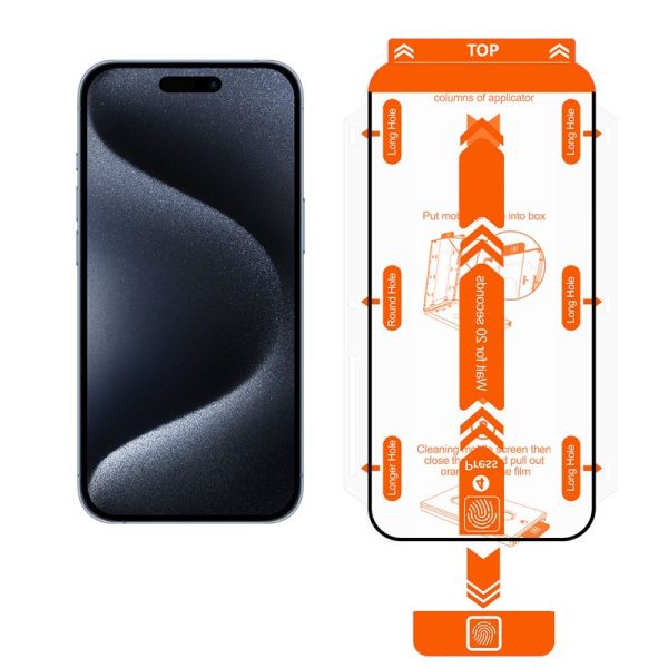 Mobile Origin Orange Screen Guard iPhone 15 Pro Max with easy applicator 2 pack (SGA-F-i15ProMax-2pk) - Image 3