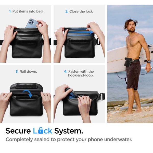 SPIGEN A621 UNIVERSAL WATERPROOF CASE & WAIST BAG BLACK (AMP04533) - Image 11