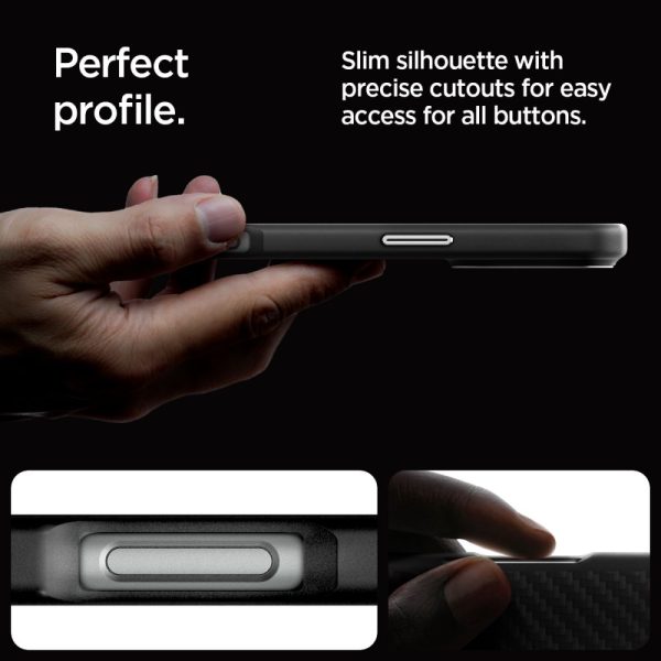 SPIGEN ENZO ARAMID MAG MAGSAFE IPHONE 16 PRO MAX BLACK/SILVER (ACS08017) - Image 15