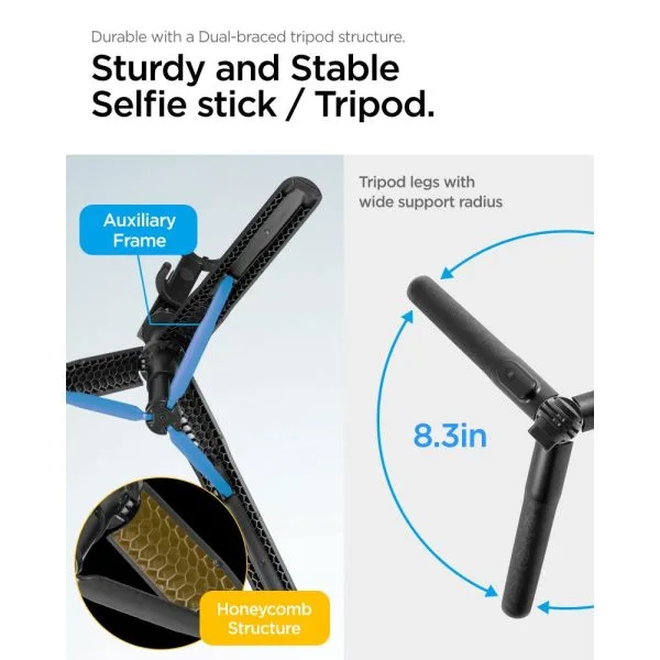 SPIGEN S560W BLUETOOTH SELFIE STICK LONG TRIPOD BLACK (AMP05813) - Image 14