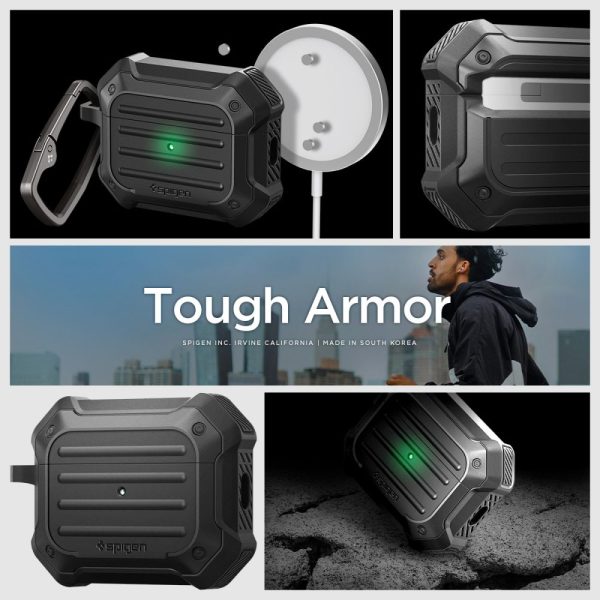 SPIGEN TOUGH ARMOR MAG MAGSAFE APPLE AIRPODS PRO 1 / 2 BLACK (ACS05480) - Image 11