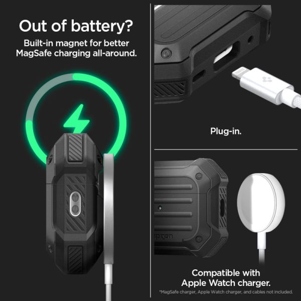 SPIGEN TOUGH ARMOR MAG MAGSAFE APPLE AIRPODS PRO 1 / 2 BLACK (ACS05480) - Image 14