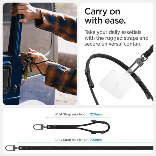Σετ Λουράκι Κινητού Crossbody & Καρπού Spigen Universal με ConTag Black (AFA06259) - Image 14