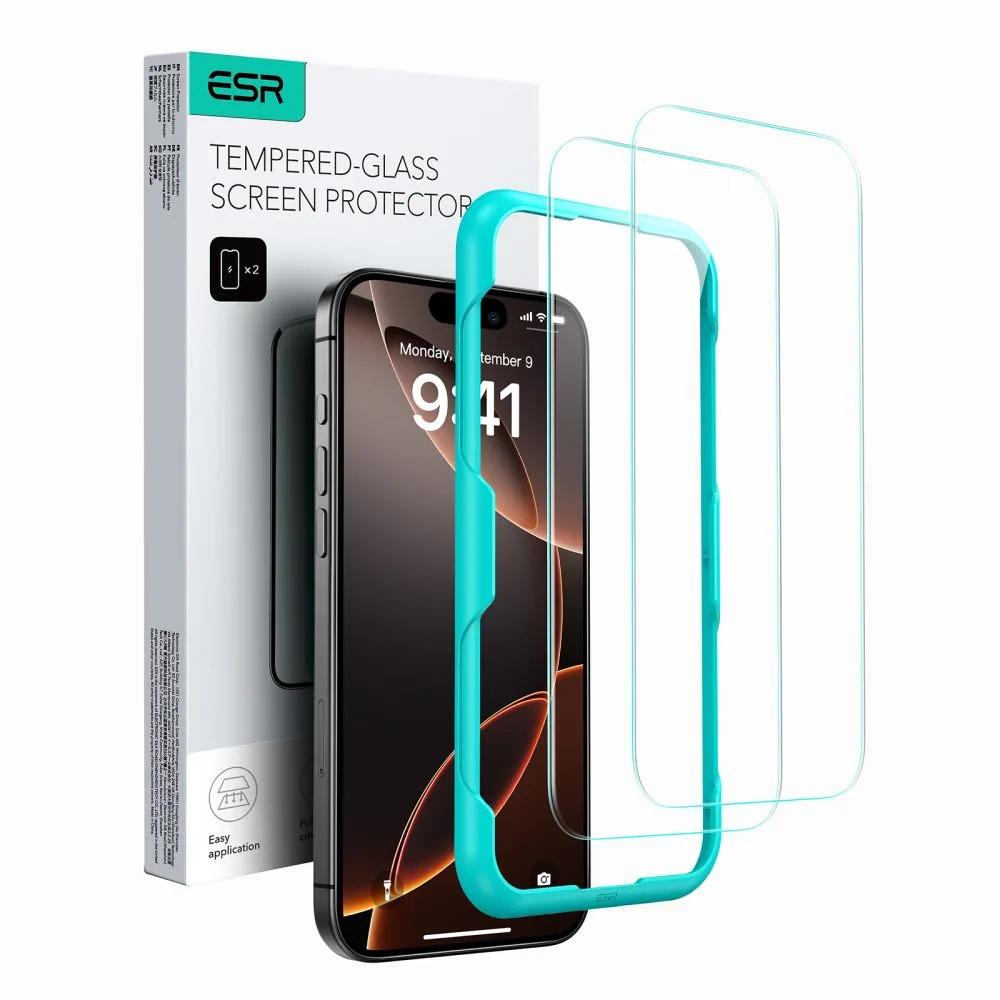 Προστασία οθόνης ESR Tempered Glass 9H με οδηγό τοποθέτησης για iPhone 16 και iPhone 15