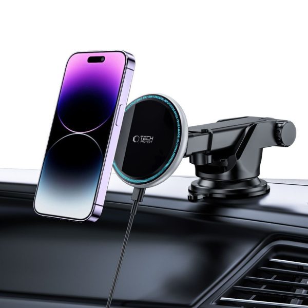 TECH-PROTECT A2 MAGNETIC MAGSAFE DASH CAR MOUNT WIRELESS CHARGER 15W BLACK - Image 7