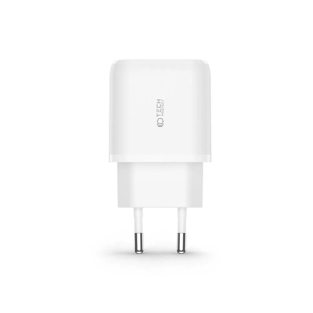 Σετ Φορτιστή Τοίχου Tech-Protect C20W 20W USB-C / USB-A με Καλώδιο USB-C Λευκό - Image 3