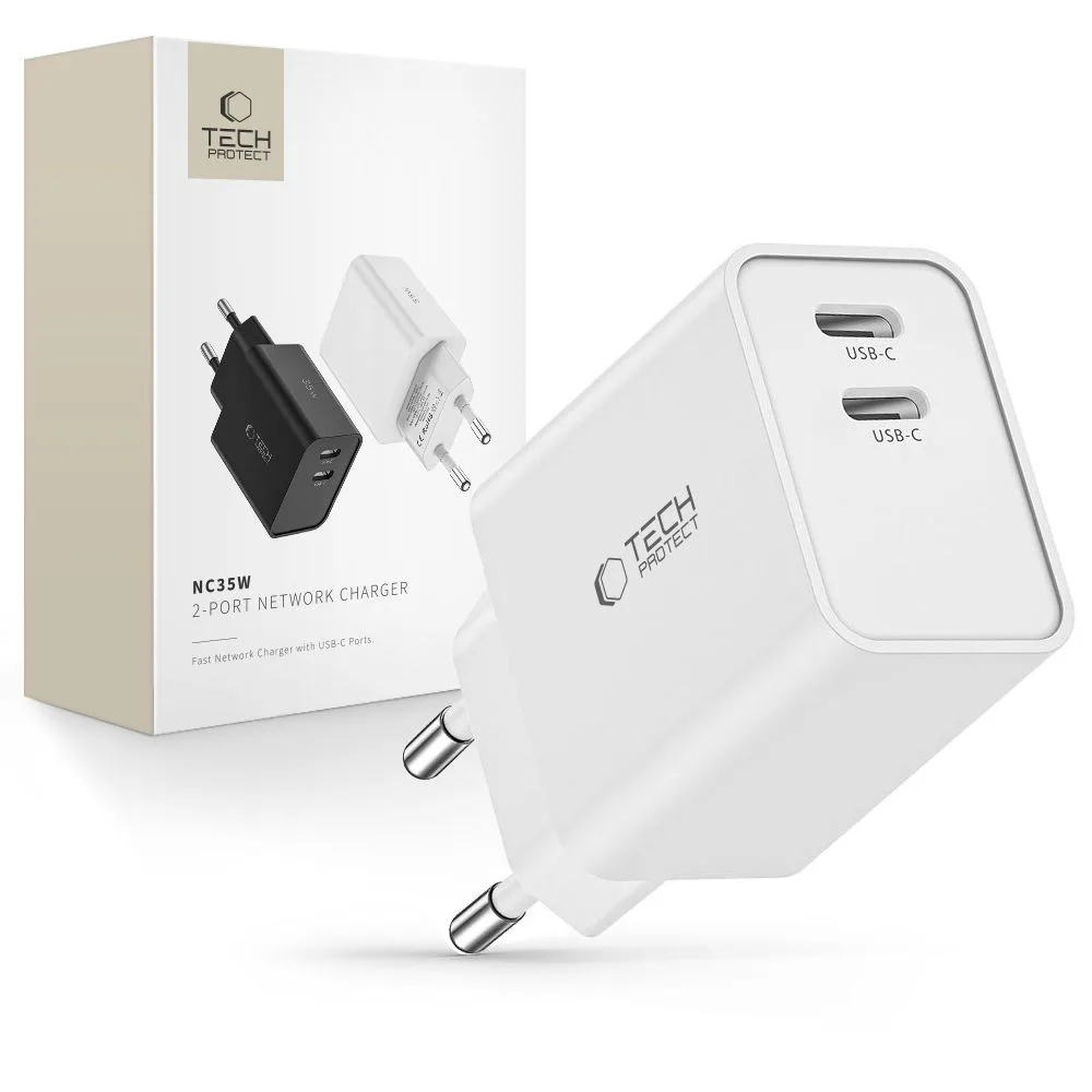 Φορτιστής USB-C Tech-Protect C35W PD 35W 2-Port White