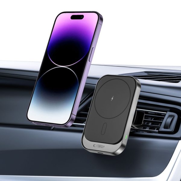 TECH-PROTECT CW19 MAGNETIC MAGSAFE VENT CAR MOUNT WIRELESS CHARGER 15W BLACK - Image 5