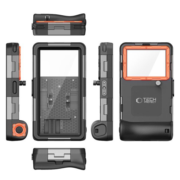 TECH-PROTECT IPX8 UNIVERSAL DIVING WATERPROOF CASE BLACK/ORANGE - Image 5