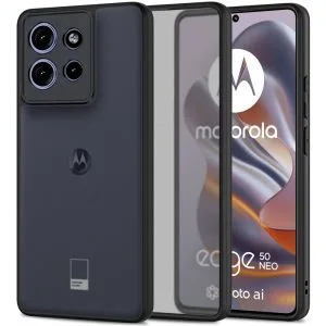 Μαύρη ματ υβριδική θήκη Tech-Protect MagMat με ημιδιάφανη πλάτη για Motorola Edge 50 Neo και Edge 60 Neo