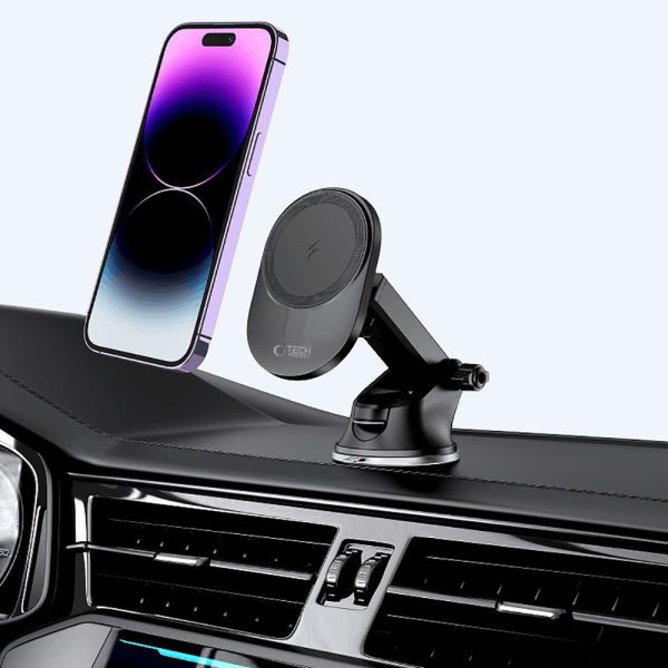 TECH-PROTECT MM15W-V1 MAGNETIC MAGSAFE DASHBOARD & VENT CAR MOUNT WIRELESS CHARGER 15W BLACK - Image 7