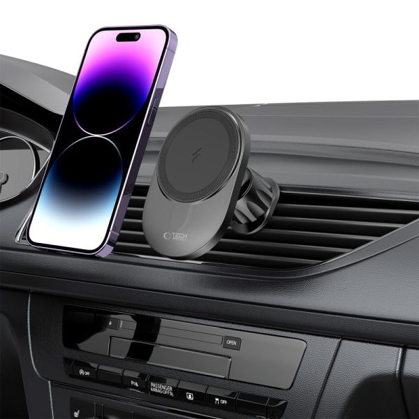 TECH-PROTECT MM15W-V1 MAGNETIC MAGSAFE DASHBOARD & VENT CAR MOUNT WIRELESS CHARGER 15W BLACK - Image 8