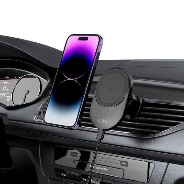 TECH-PROTECT MM15W-V1 MAGNETIC MAGSAFE VENT CAR MOUNT WIRELESS CHARGER 15W BLACK - Image 8