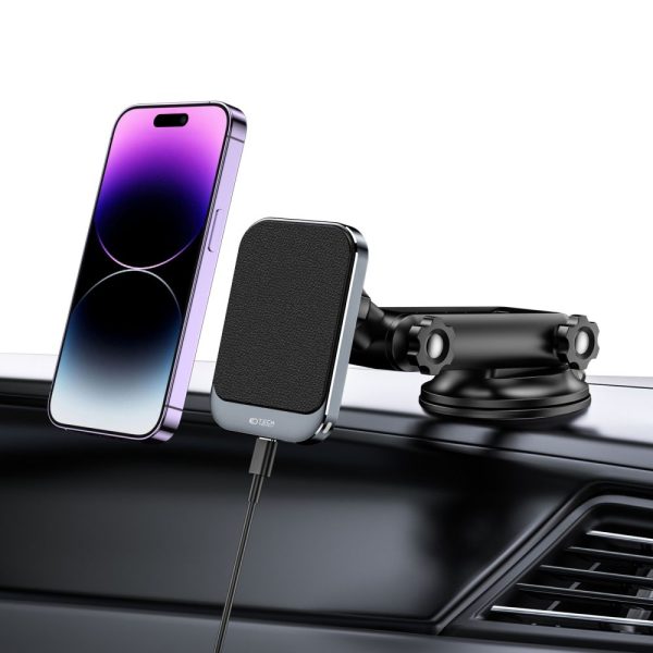 TECH-PROTECT MM15W-V2 MAGNETIC MAGSAFE DASHBOARD CAR MOUNT WIRELESS CHARGER 15W BLACK - Image 6